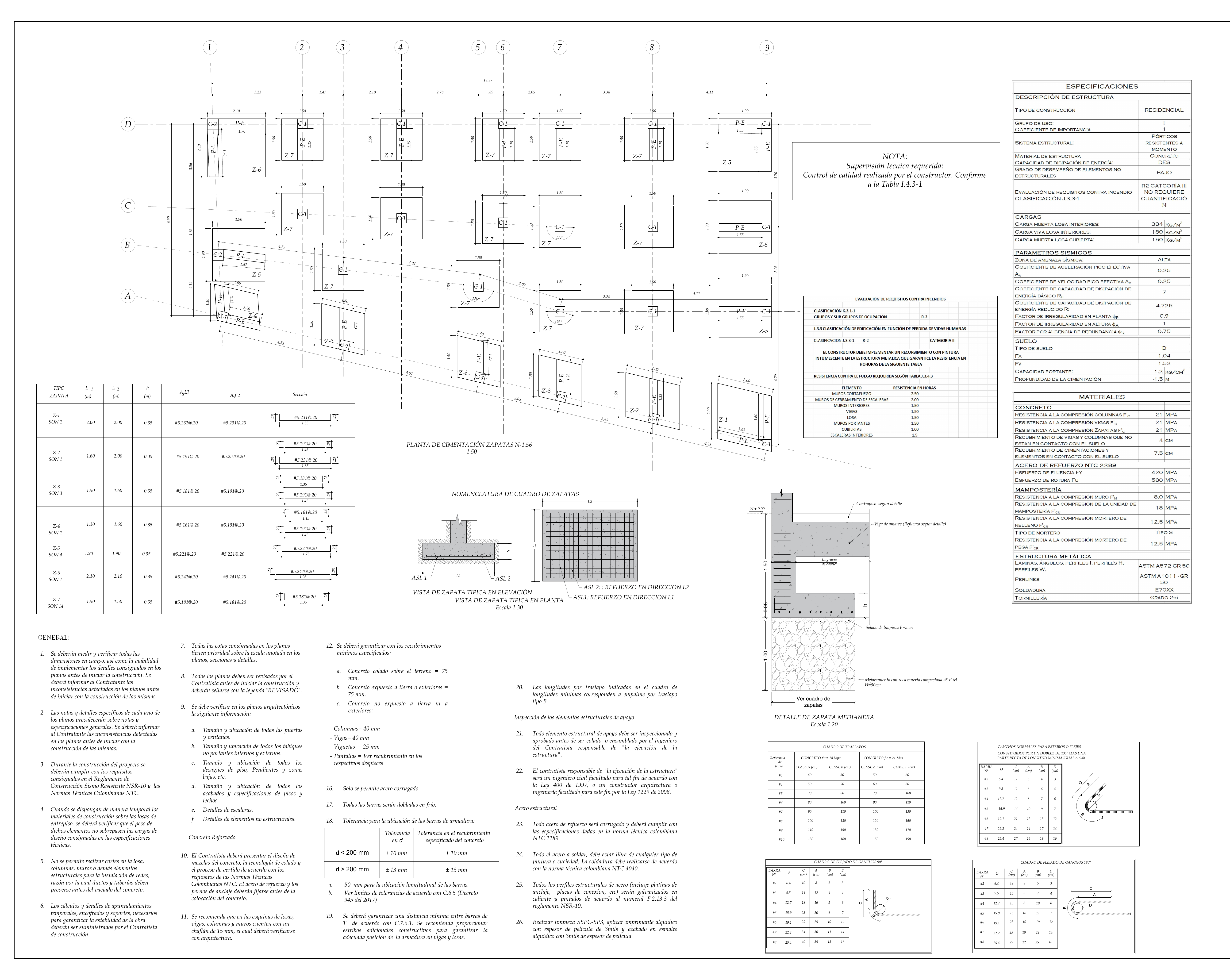 Plano estructural plano E-01 – Atanasio Girardot