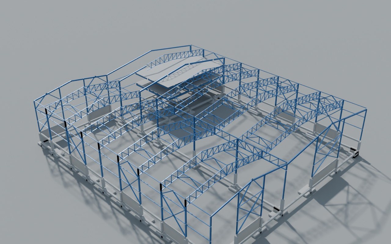 Render del modelo estructural 01 – Bodega Lote F5 – Palmaseca