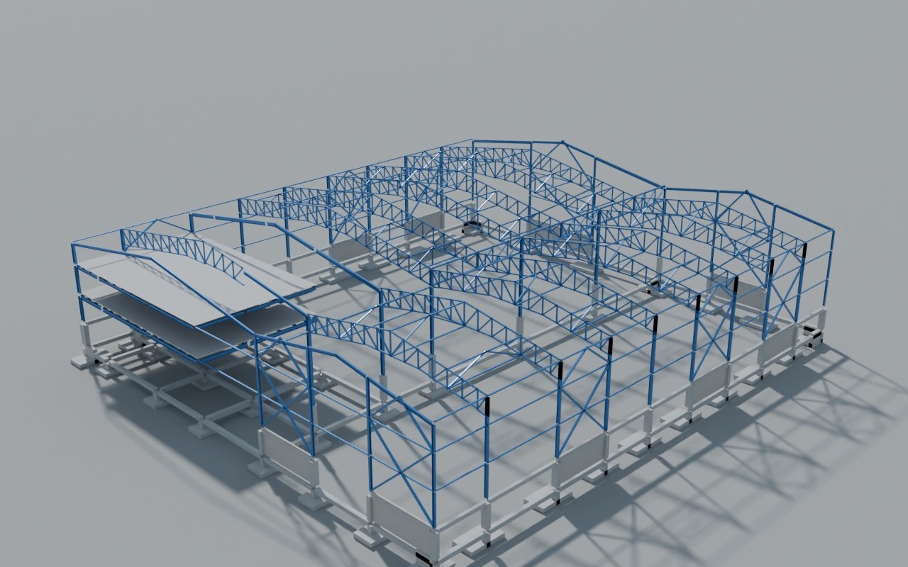 Render del modelo estructural 02 – Bodega Lote F5 – Palmaseca
