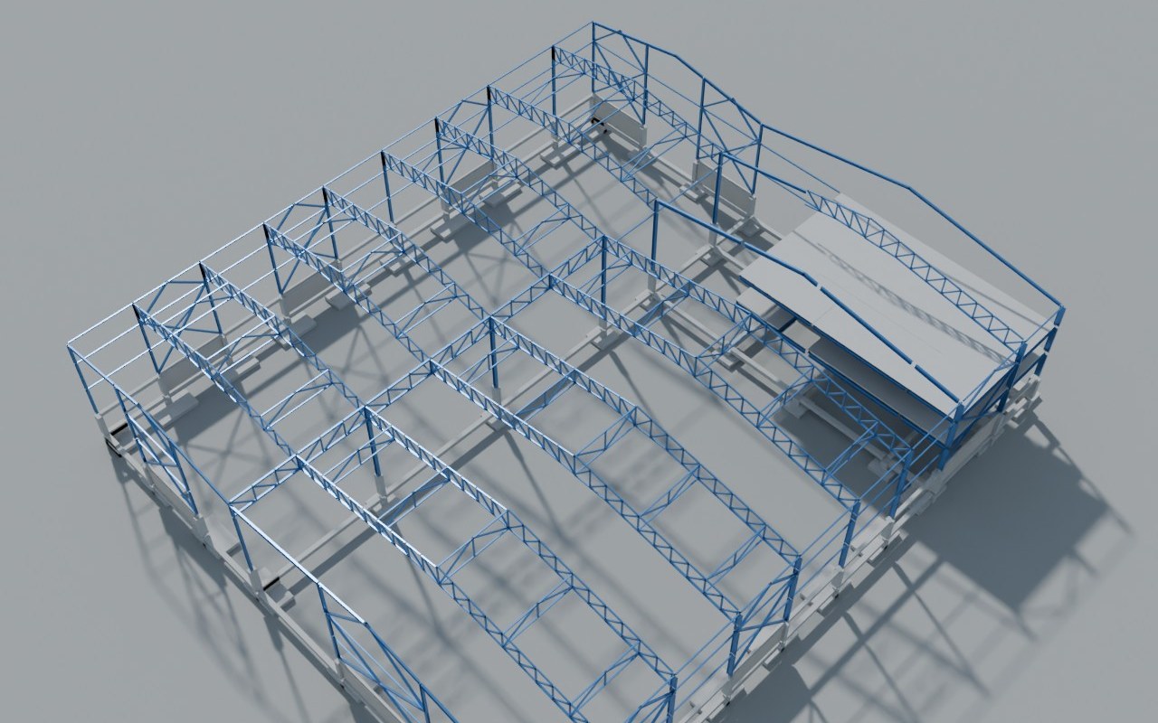 Render del modelo estructural 03 – Bodega Lote F5 – Palmaseca