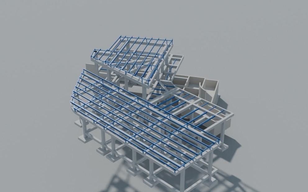 Render del modelo estructural 01 – Cascadas de Dapa