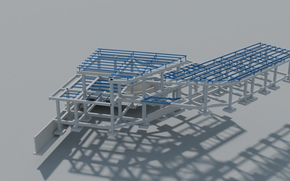 Render del modelo estructural 02 – Cascadas de Dapa