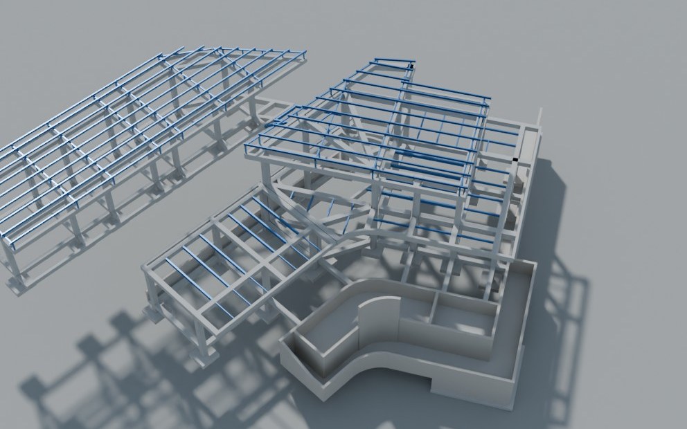 Render del modelo estructural 03 – Cascadas de Dapa