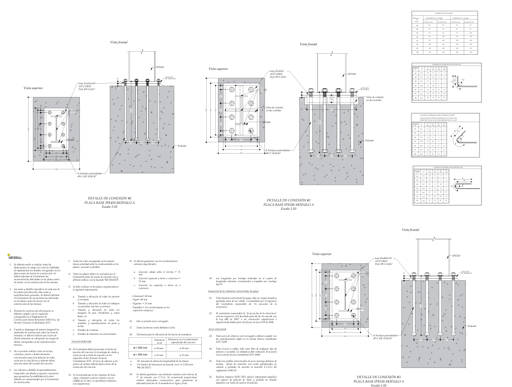 Plano estructural plano E-01 – Cimentación Parqueadero