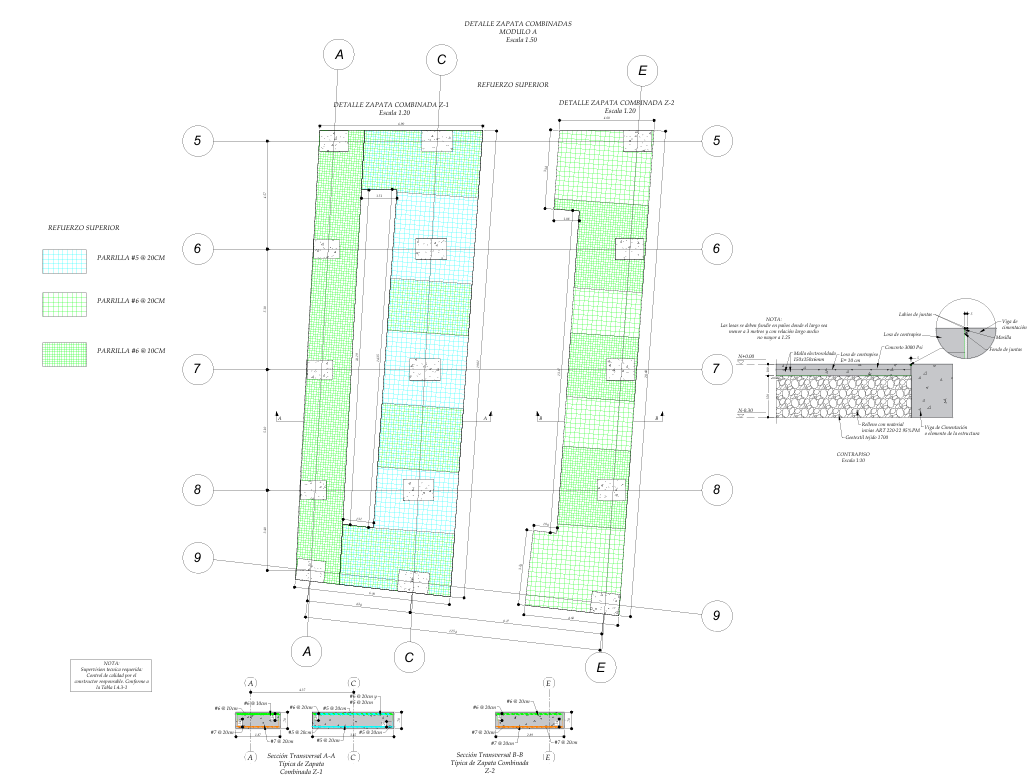 Plano estructural plano E-02 – Cimentación Parqueadero