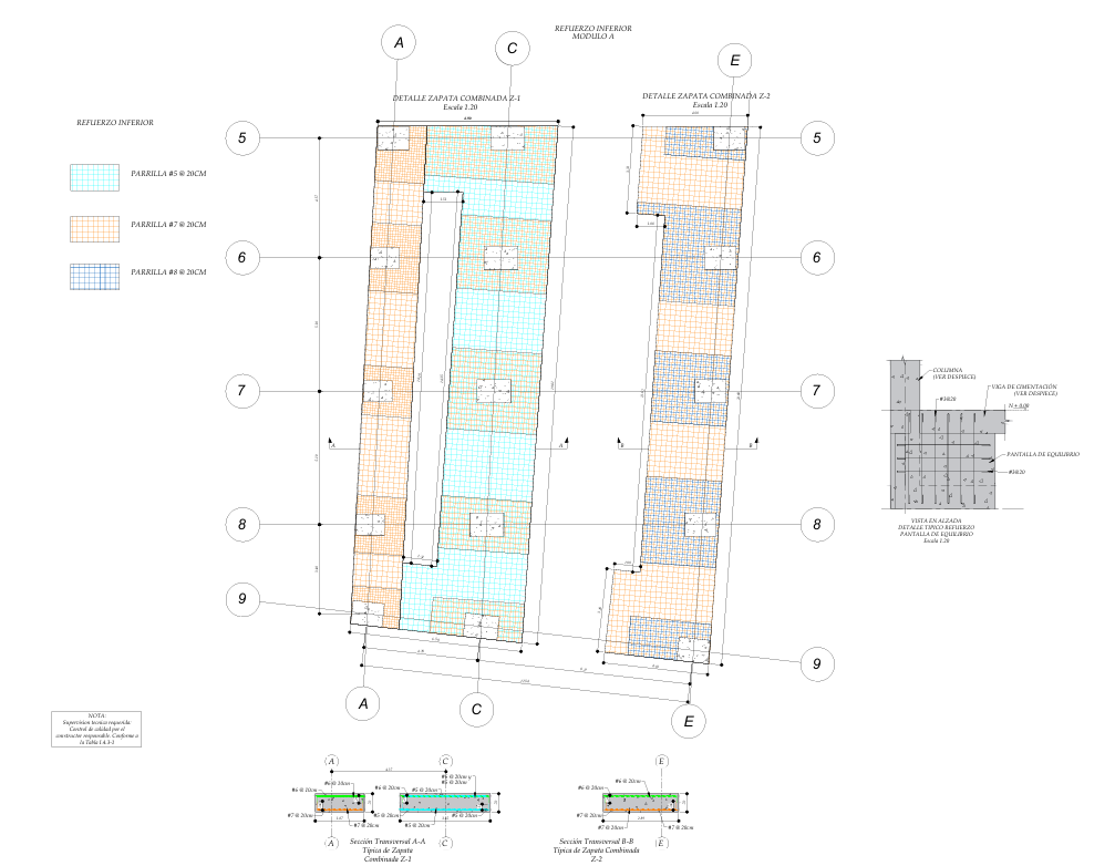 Plano estructural plano E-03 – Cimentación Parqueadero