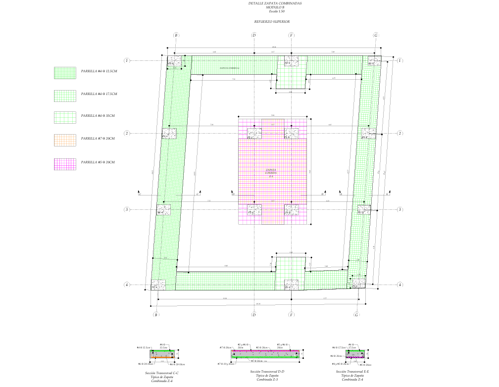 Plano estructural plano E-04 – Cimentación Parqueadero