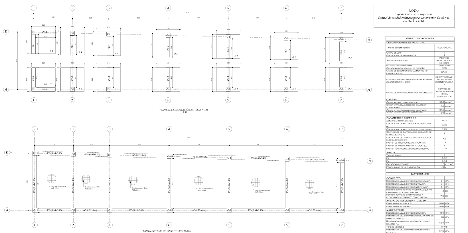 Plano estructural 1 – Cristóbal Colón