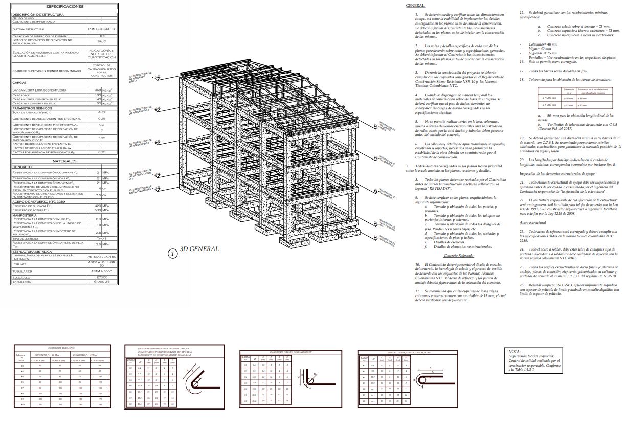 Plano estructural plano E-01 – Edificio Villagorgona