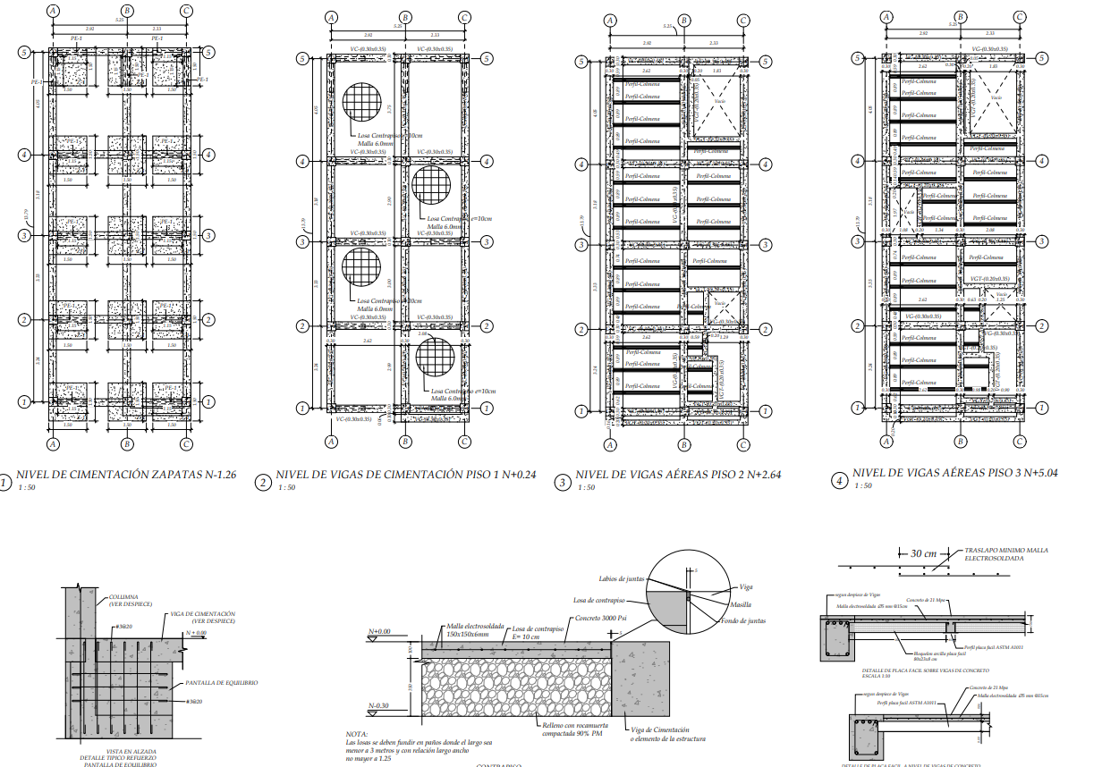 Plano estructural plano E-02 – Edificio Villagorgona