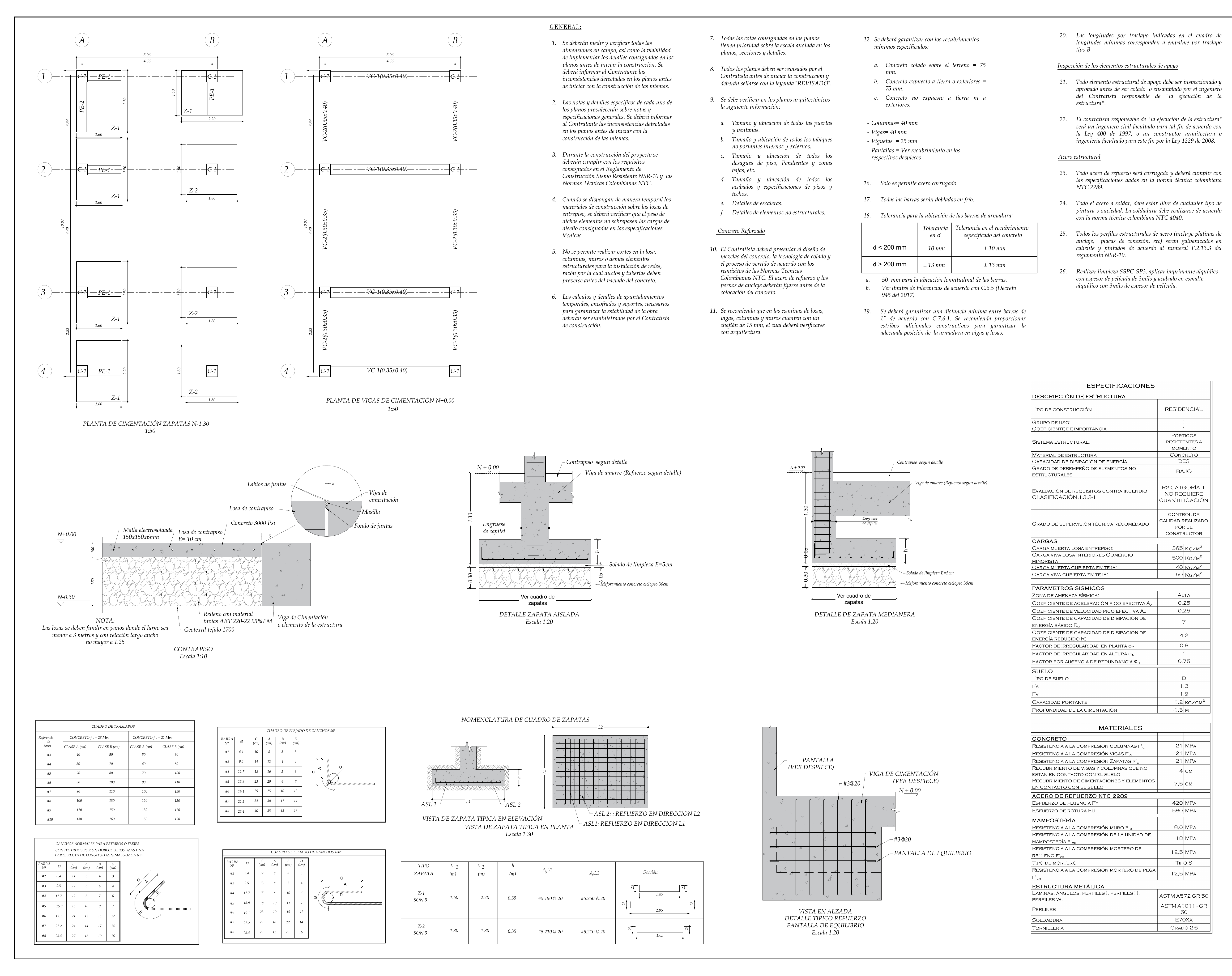 Plano estructural plano E-01 – Local La Alborada