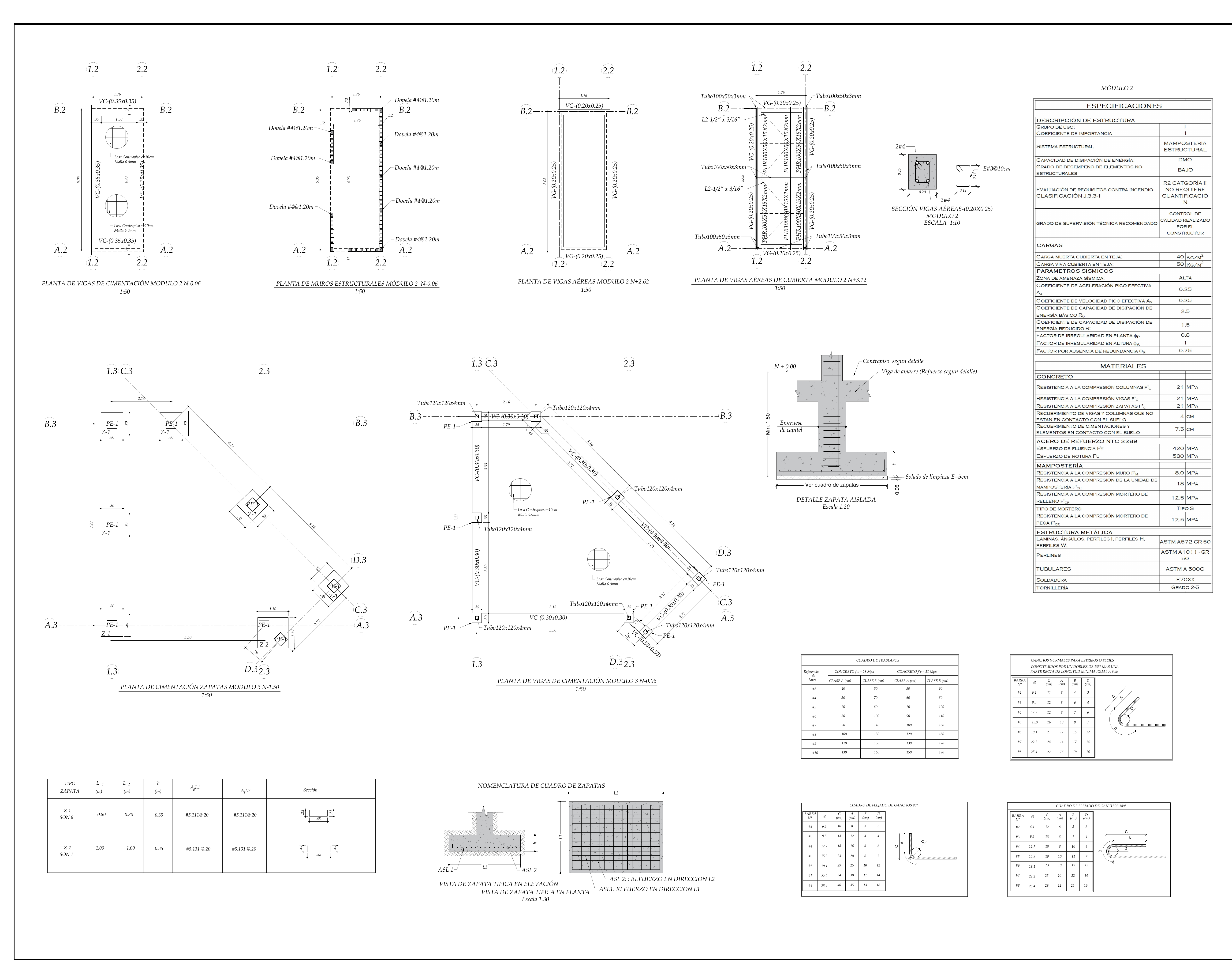 Plano estructural plano E-02 – Vivienda Senderos de la Morada