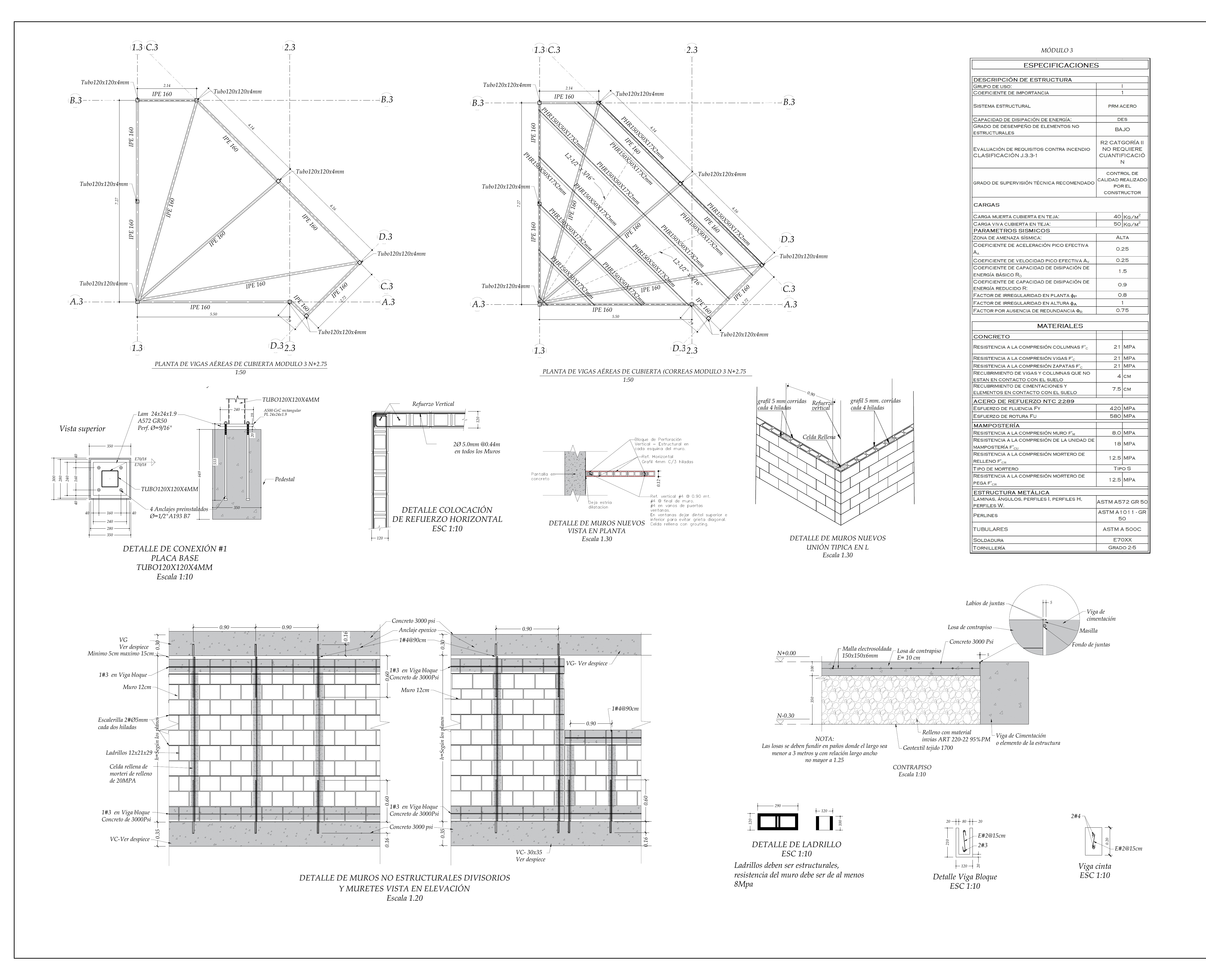 Plano estructural plano E-03 – Vivienda Senderos de la Morada