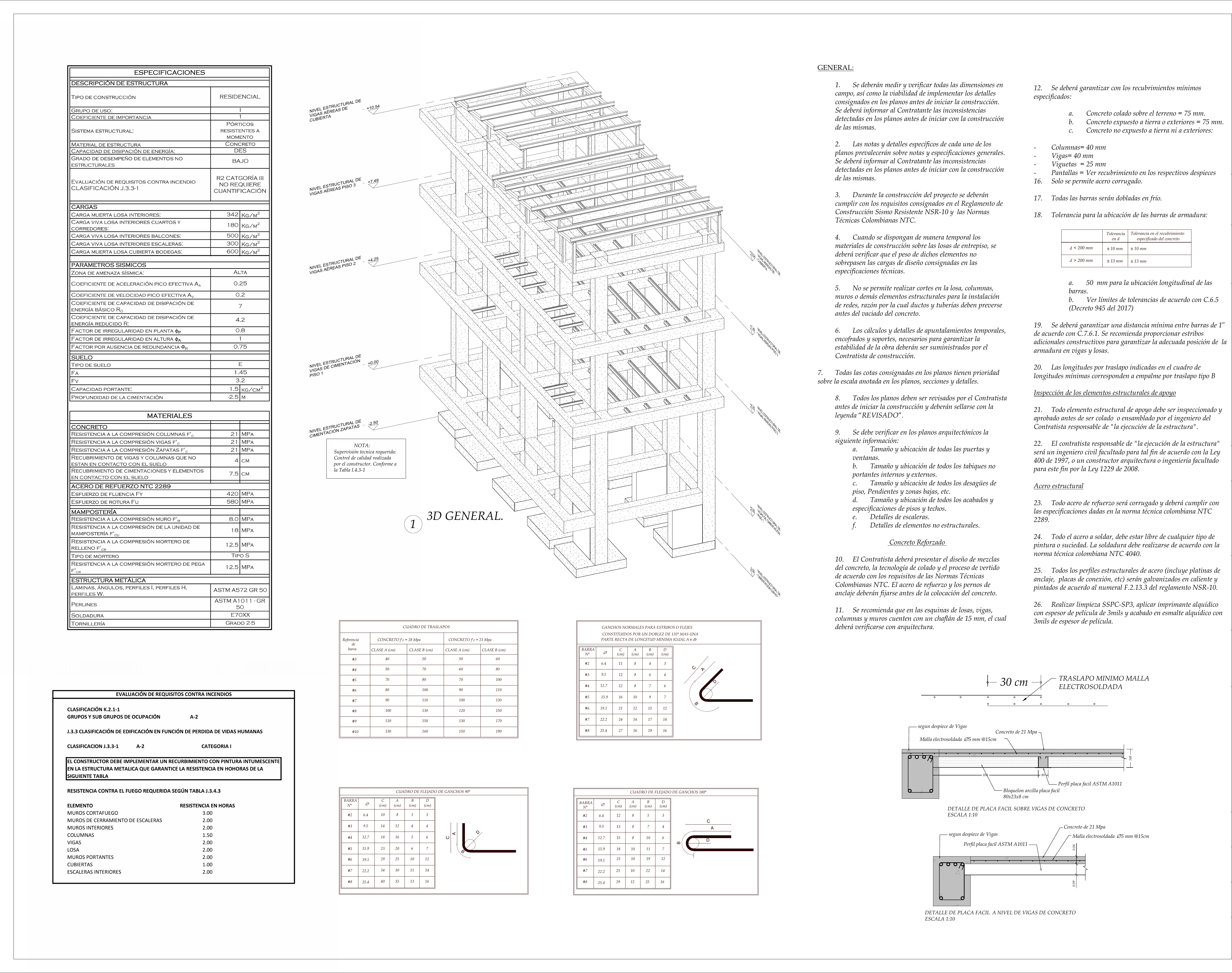 Plano estructural plano E-01 – Mueblería Miranda