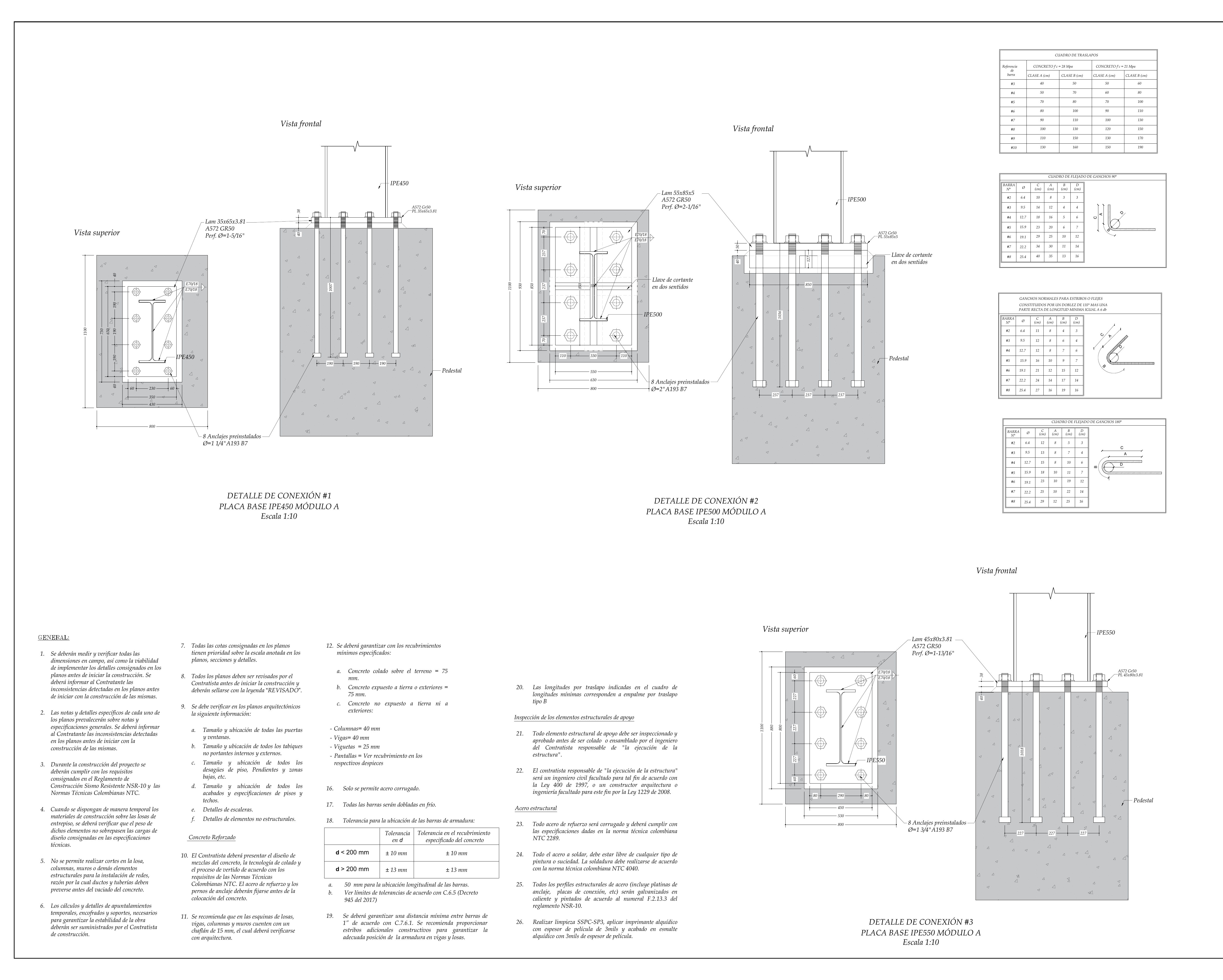 Plano estructural plano E-01 – Parqueadero La Piedra