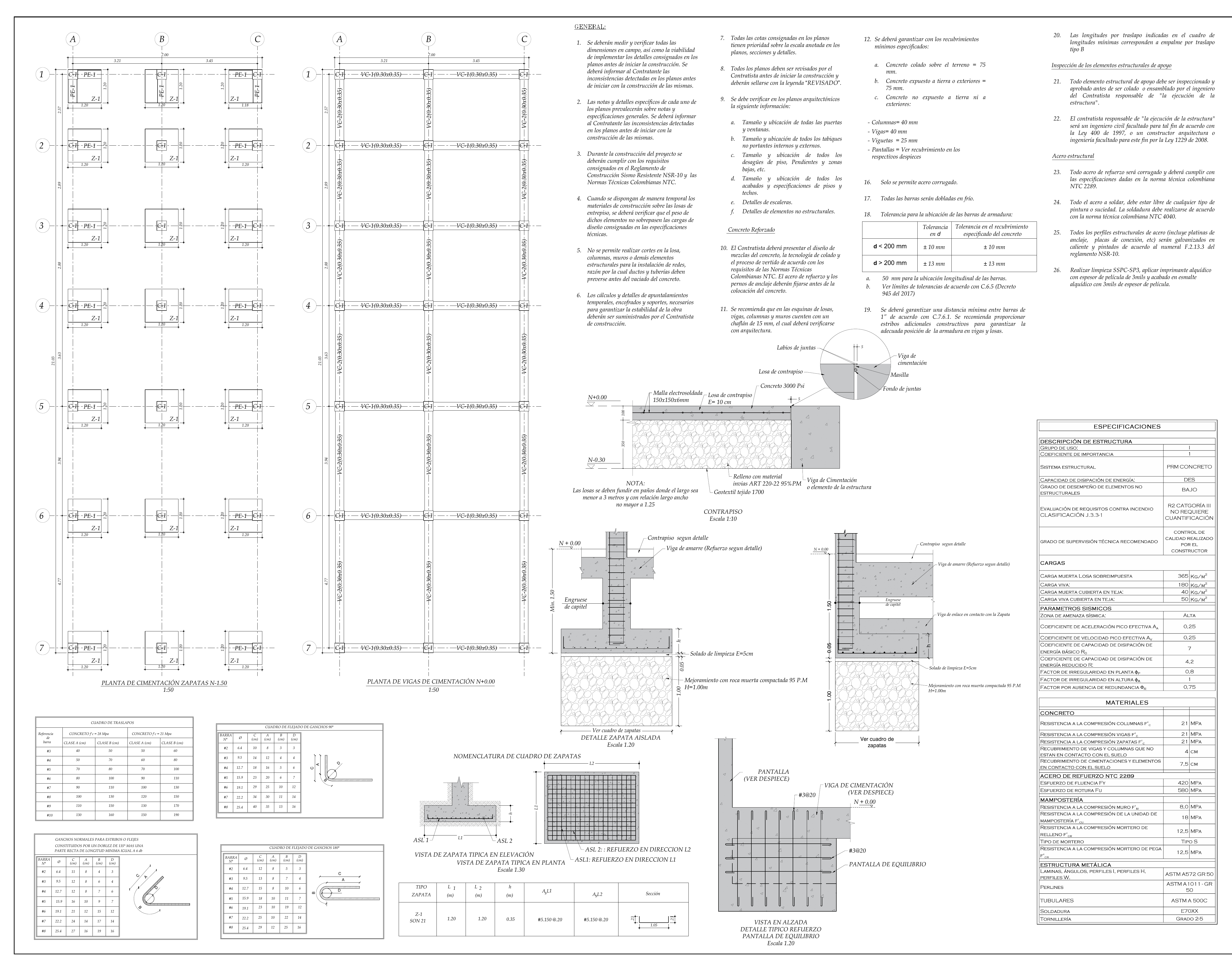 Plano estructural plano E-01 – Penthouse Cali