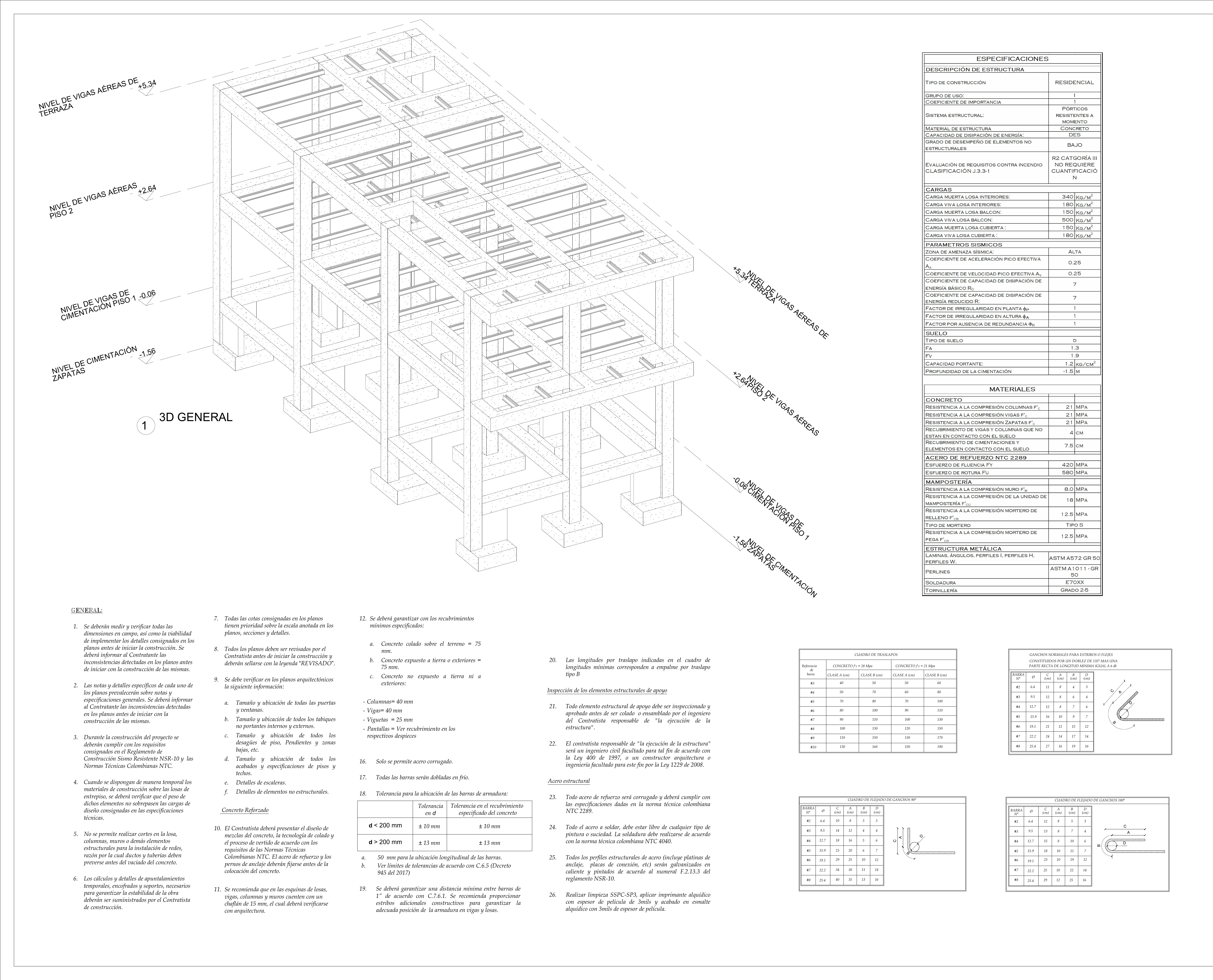 Plano estructural plano E-01 – Villa Paulina
