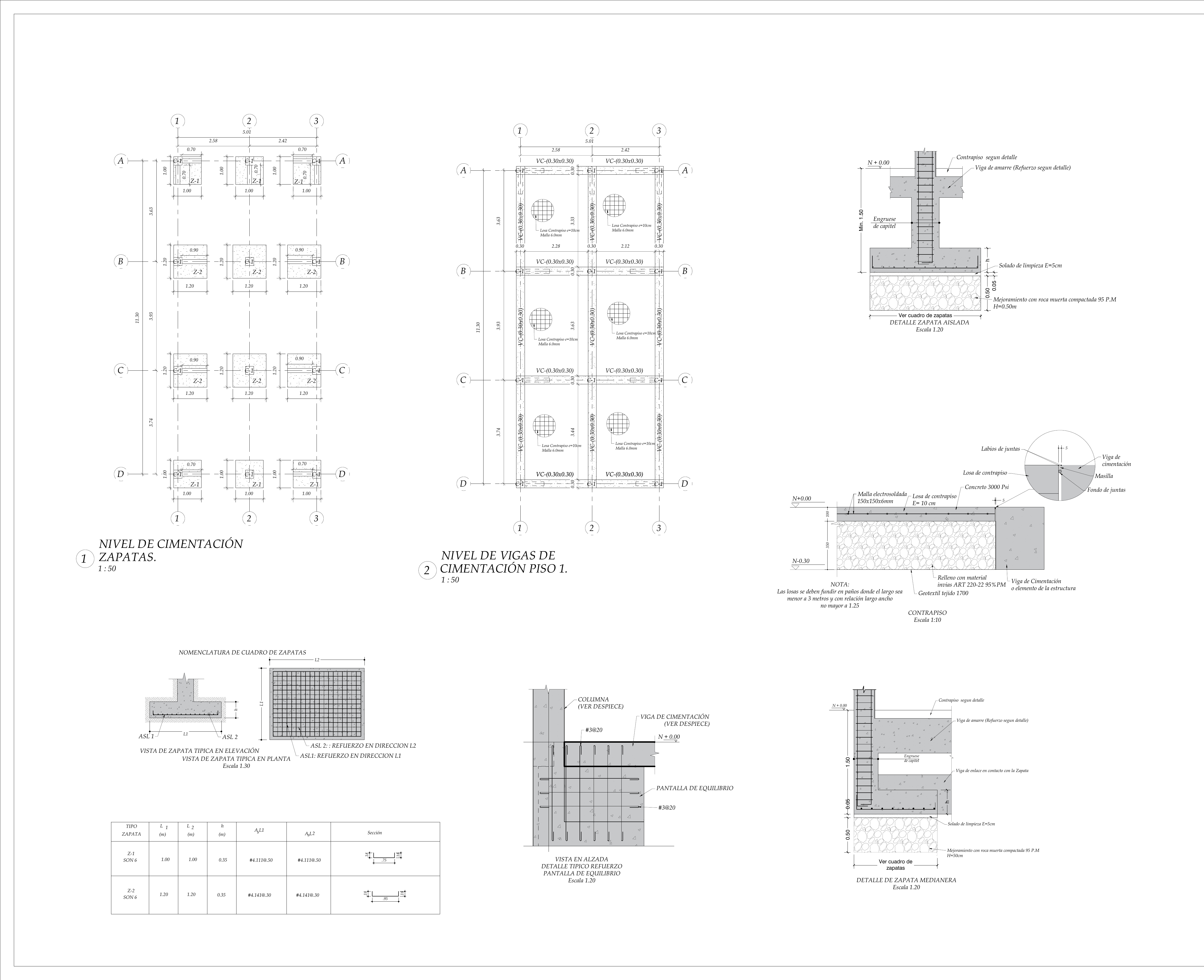Plano estructural plano E-02 – Villa Paulina
