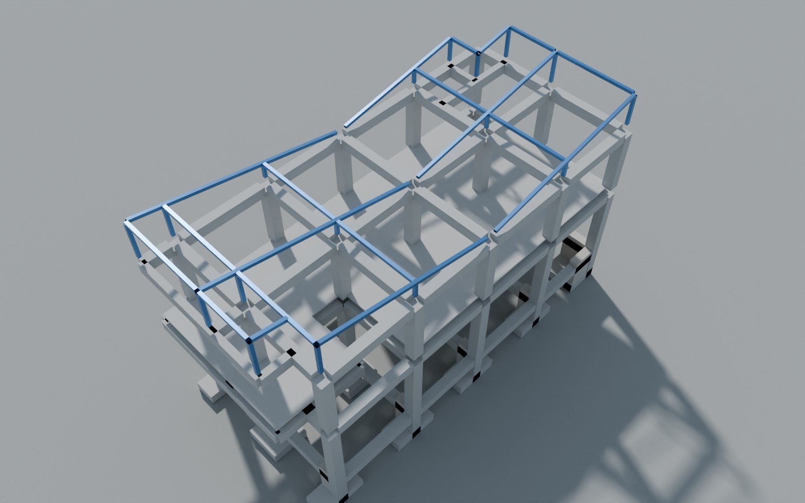 Render del modelo estructural 03 – Vivienda Bifamiliar Miranda