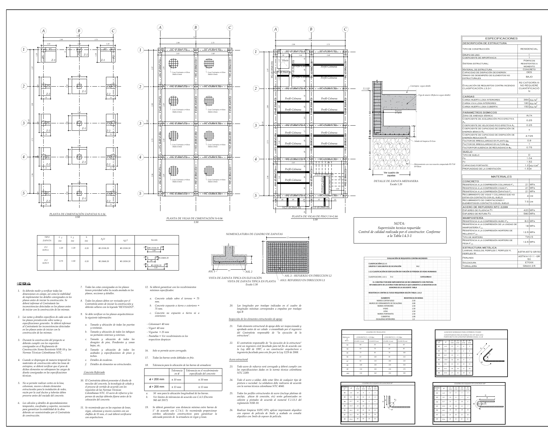 Plano estructural 01 – Vivienda Bifamiliar Miranda