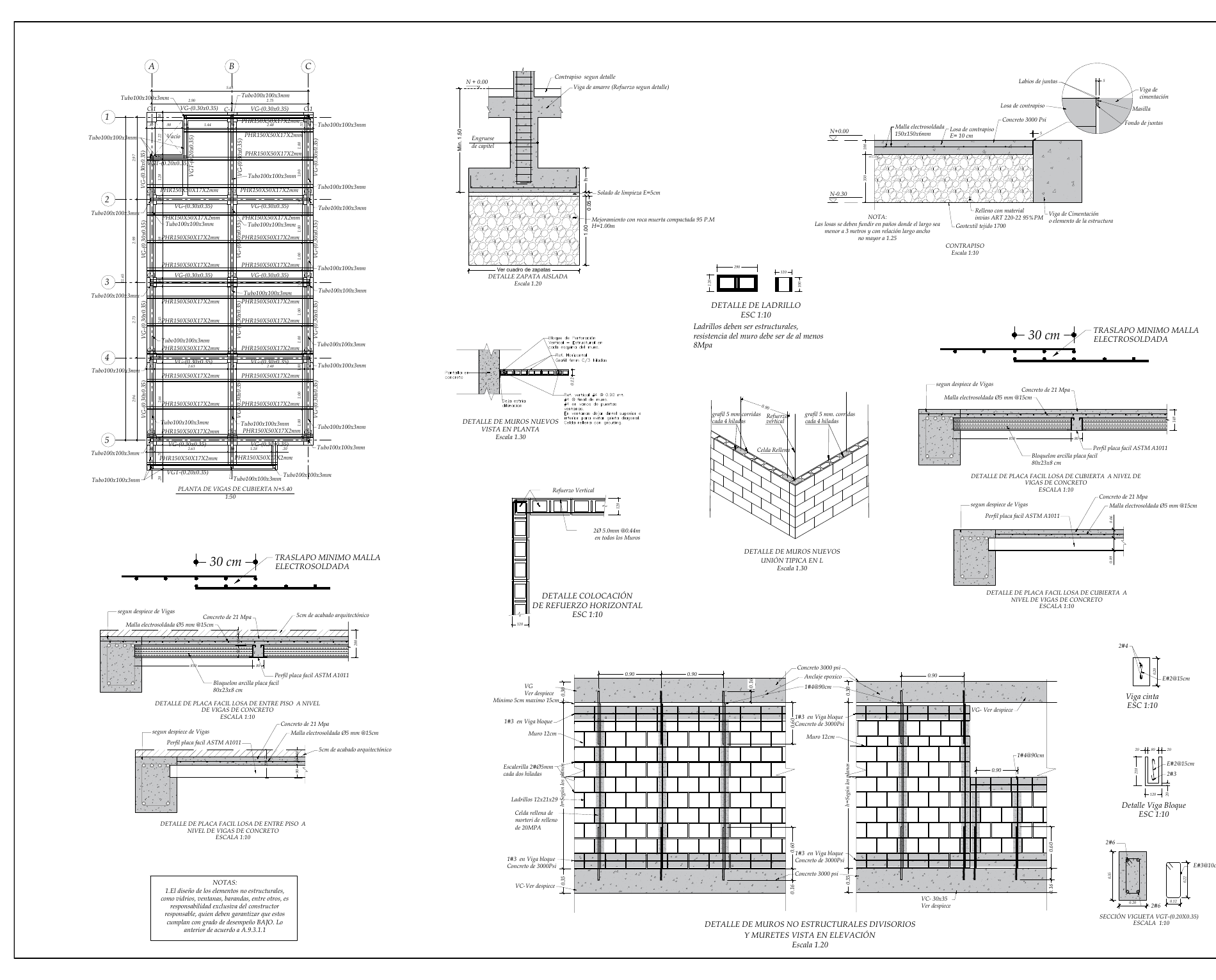 Plano estructural 02 – Vivienda Bifamiliar Miranda