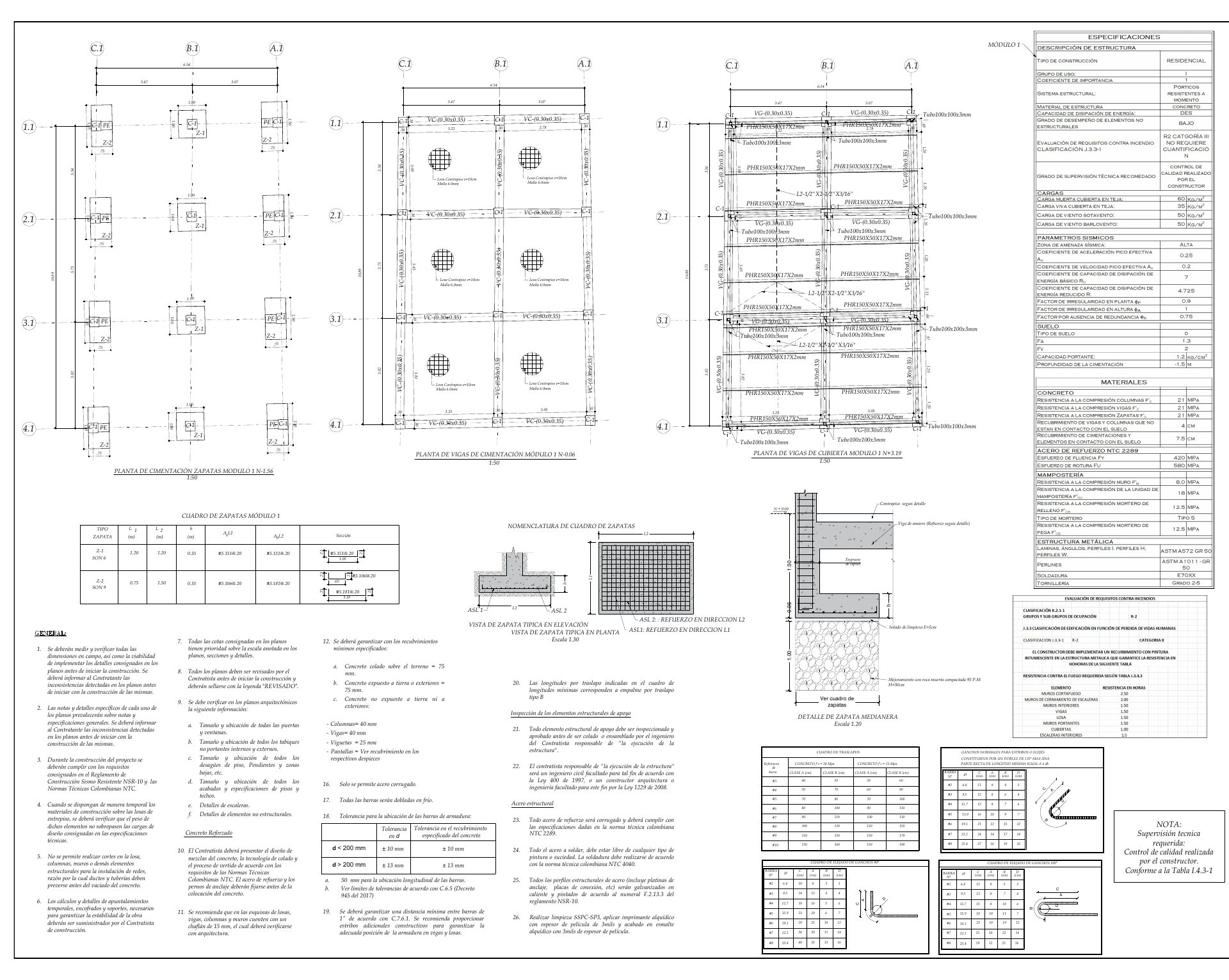 Plano estructural 01 – Reconocimiento de Viviendas – Candelaria