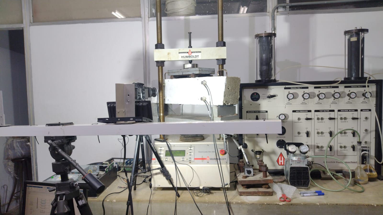 Beam test setup in the laboratory